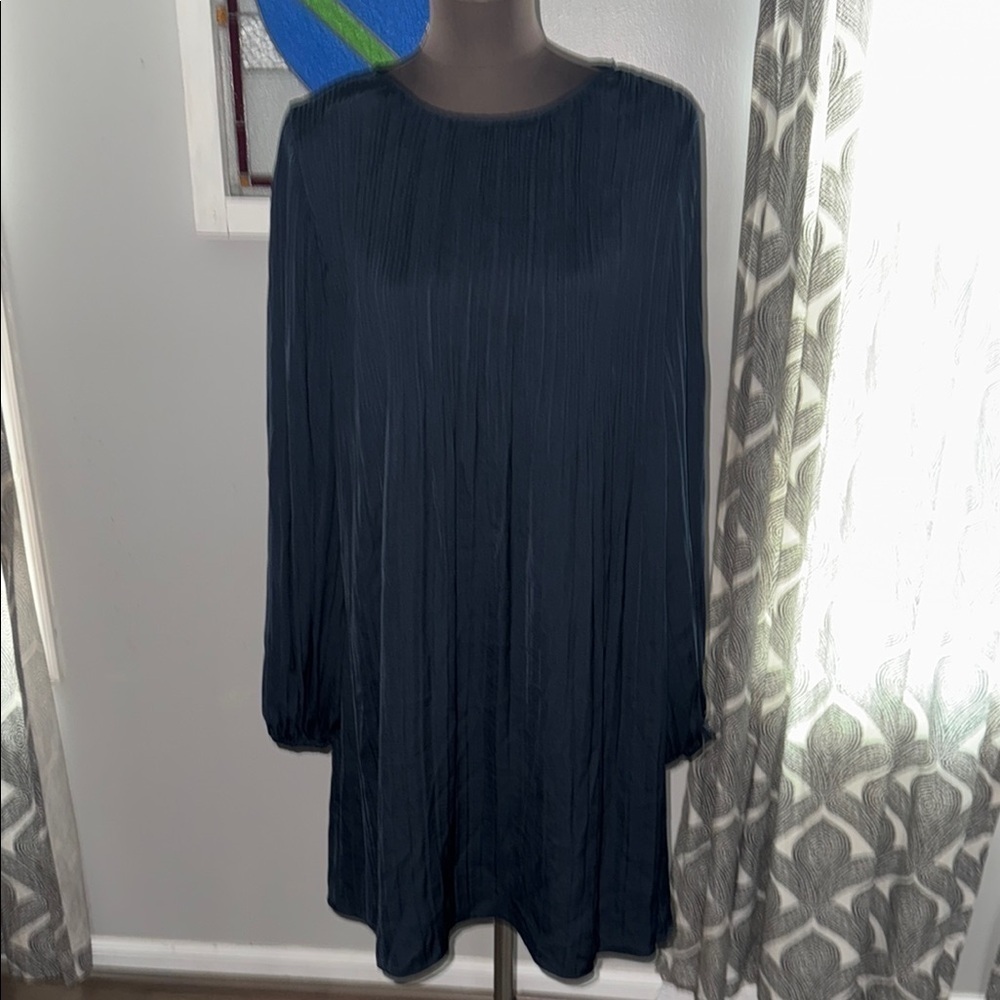 Elizabeth & James Navy Blue Pleated Midi Dress